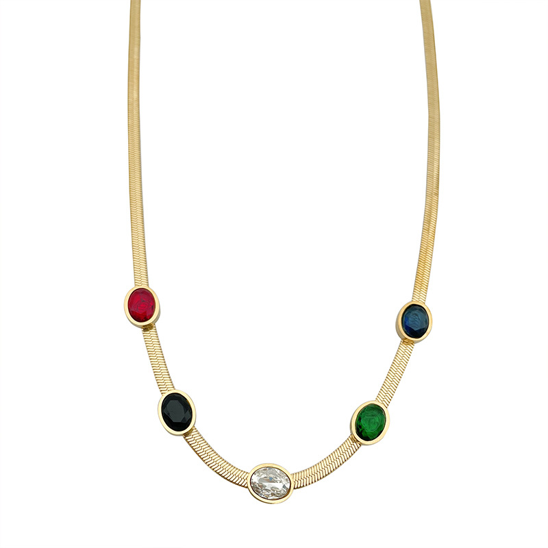 Fashion Geometric Stainless Steel Inlay Zircon Necklace 1 Pair