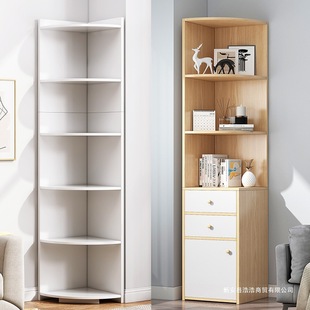 Living Room Corner Cabinet Kitchen Multi-Grid Corner Cabinet Bedroom Simple Storage Cabinet Triangular Floor-Standing Storage Rack Bookshelf