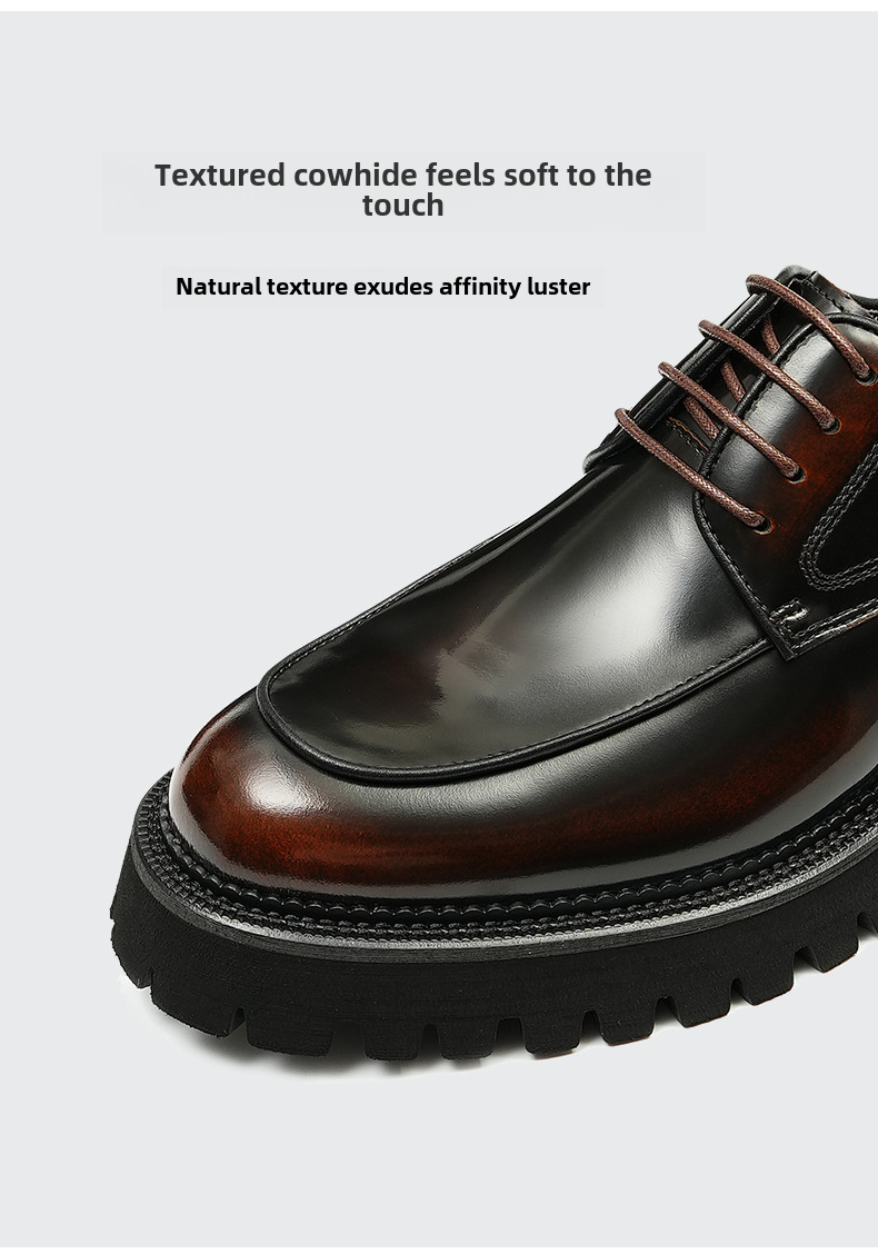 Thick-soled glossy leather shoes men's leather leather square toe British business casual Derby height increasing formal wear men's shoes Guangzhou sh_voghion.com