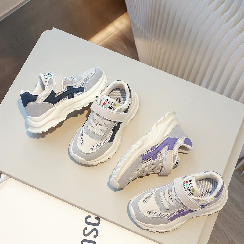 Волшебная наклейка обувь для девочек повседневная обувь 2024 Летняя новая спортивная обувь для детей среднего возраста нескользящие и дышащие детские кроссовки