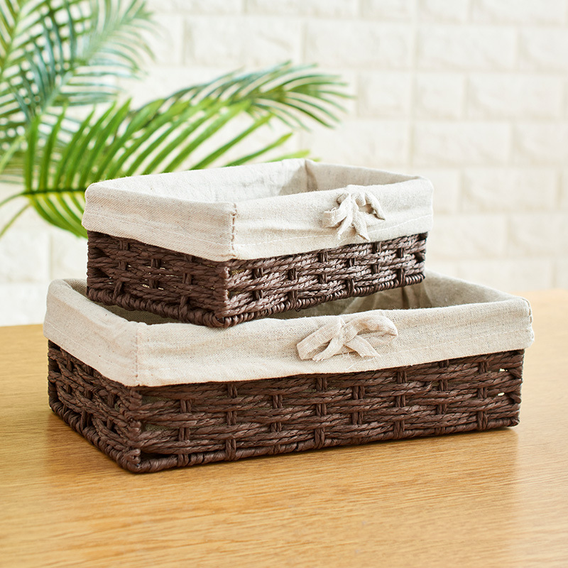 Cesta de almacenamiento de paja Cesta de almacenamiento de ropa sucia Cesta de almacenamiento de bocadillos Caja de almacenamiento miscelánea Almacenamiento de dormitorio Marco de almacenamiento tejido Fábrica al por mayor