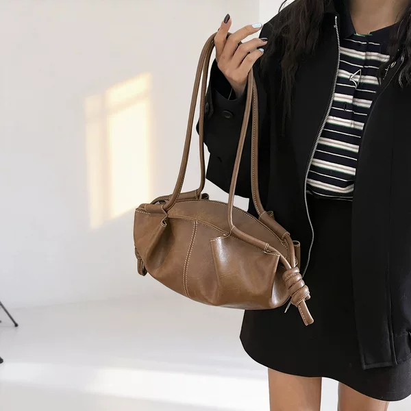 High-End Commuter Women's Bag 2026 New Cross-Border Niche Shoulder Handbag Soft Leather Cloud Bag Fashionable Crossbody Bag