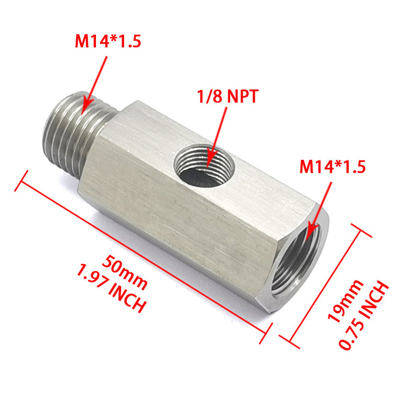 Fabricante de automóviles M14 M12 M10 1/4NPT a 1/8NPT orificio lateral adaptador de presión de combustible conector T