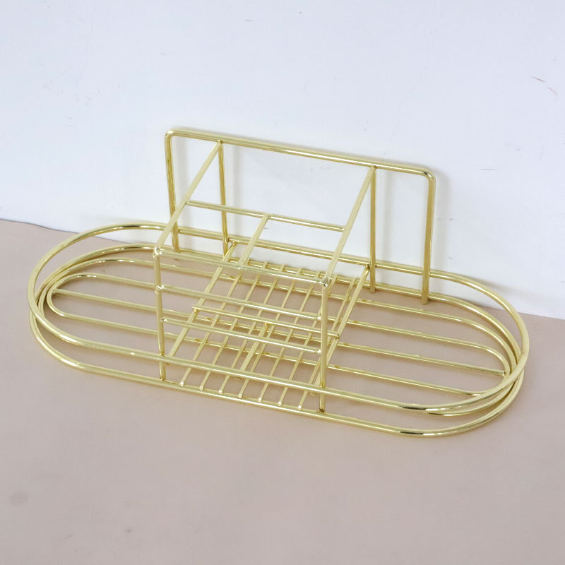 Nordic iron toothbrush holder, tooth cup set, mouthwash cup holder, punch-free adhesive wall-mounted storage rack