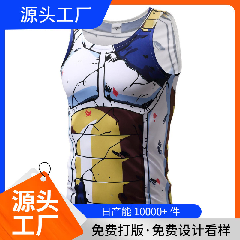 2022 Cross-Border E-Commerce New Spring and Summer Men's Trendyy Digital Printing 3D Animation Dragon Ball Sleeveless Sports Vest