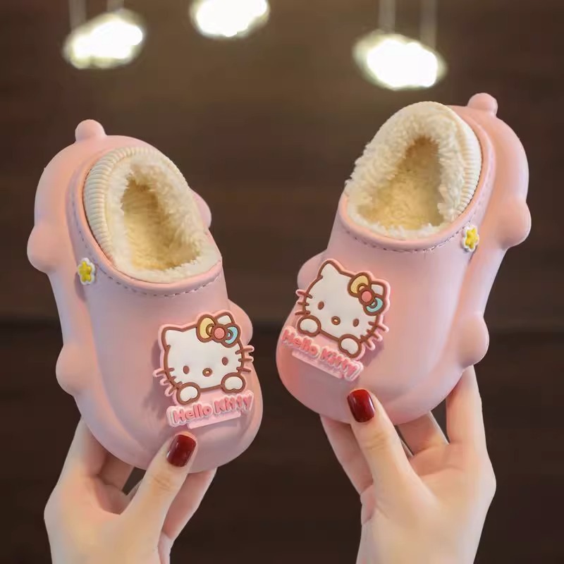 Sanrio niños Zapatillas de algodón nuevo invierno niños y niñas interior casa bebé suave Fondo cálido felpa Zapatillas de algodón