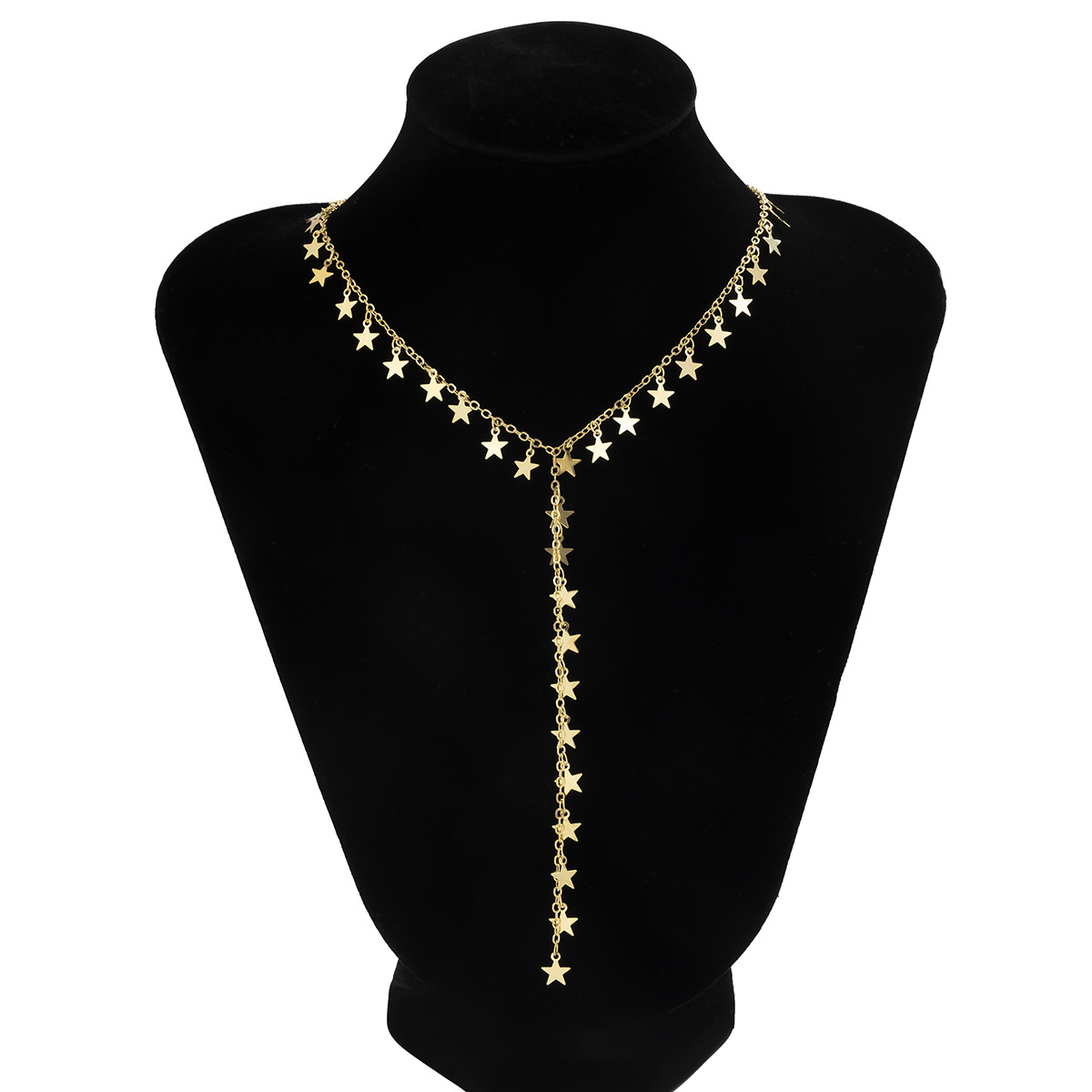 Accessoires polyvalents, longue chaîne de pull à pompon en forme d'étoile en forme de Y, collier en métal simple et élégant_voghion.com