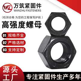 厂家供应高强度发黑螺母 8.8 10.9级高强度螺母 可定制高强度螺母