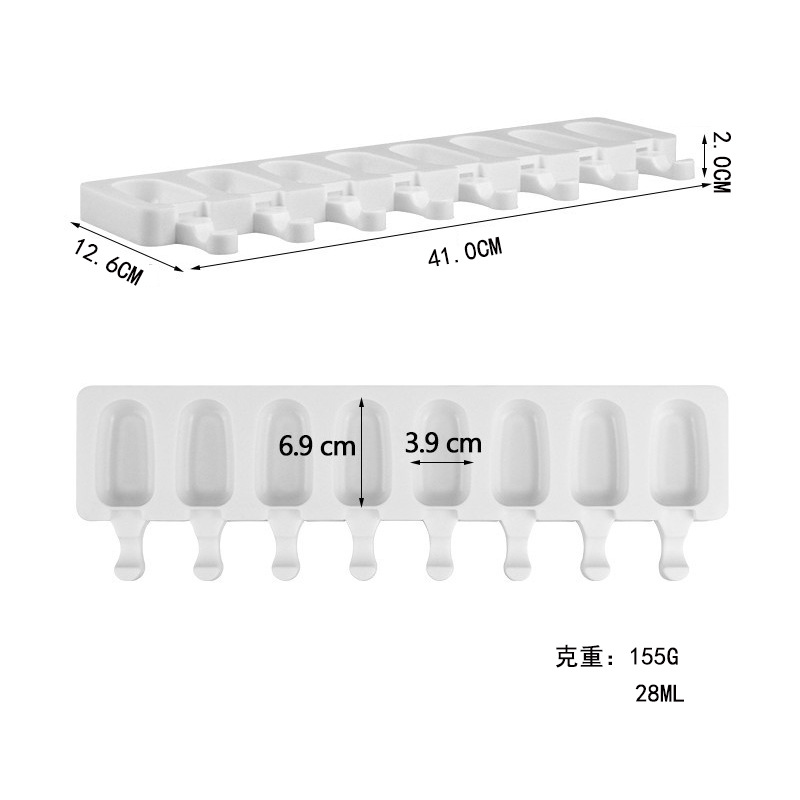 8-piece helado molde de silicona DIY creativo pudín de chocolate Popsicle cubo de hielo molde herramienta para hornear