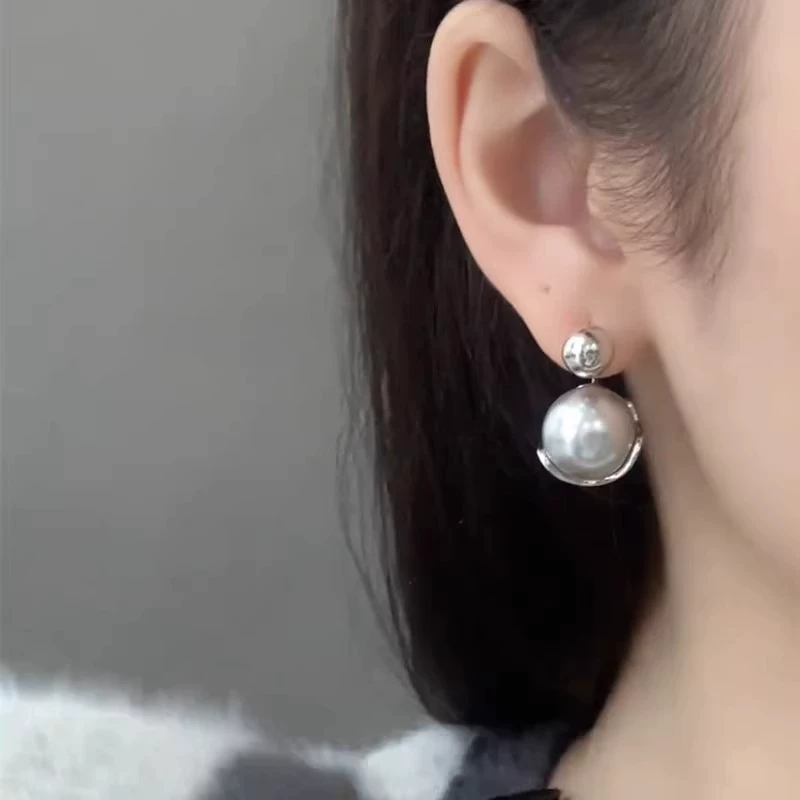 Серьги с жемчугом: лаконичный дизайн, легкая роскошь, высокое качество, двойное ношение, серебро —