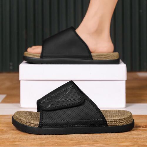 2025 New Summer Men's Slides with Outer-Wear Soft Sole, Fashionable Toe-Cover Sandals for Casual Outdoor Use