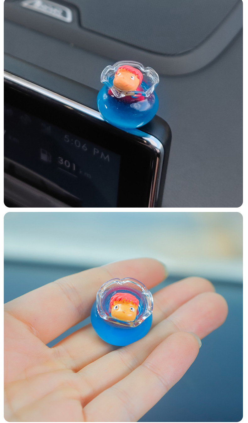 Goldfish Princess Ponyo on Ins Wind Cliff Creative Car Ornaments Cute Female Micro Landscape Car in the Console