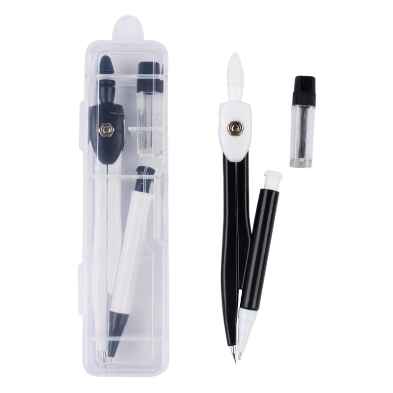 Factory direct student compasses suit 2-piece set of metal compasses drawing examination tools drawing junior high school students drawing