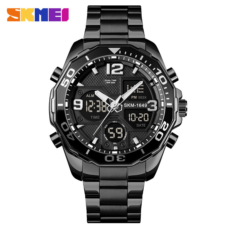 SKMEI 1649 Sudeste Asiático espiral solo reloj corona correa de acero inoxidable Reloj electrónico de moda para hombres jóvenes