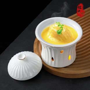 Hotel-Specific Ceramic Stew Pot for One Person, Bird's Nest and Fish Maw Cup, Candle Heating Cup, Open Stove Tableware