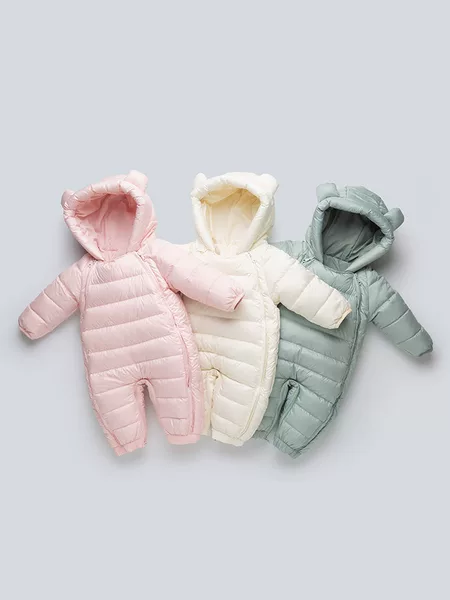 New baby down jacket jumpsuit, baby down outerwear, infant warm romper, wrap-around romper, winter clothing