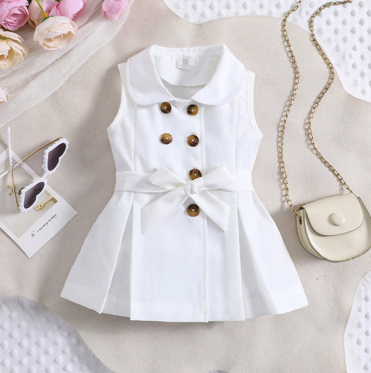 25 Amazon cross-border Europe and the United States summer new girls suit girls baby lapel sleeveless dress factory outlet