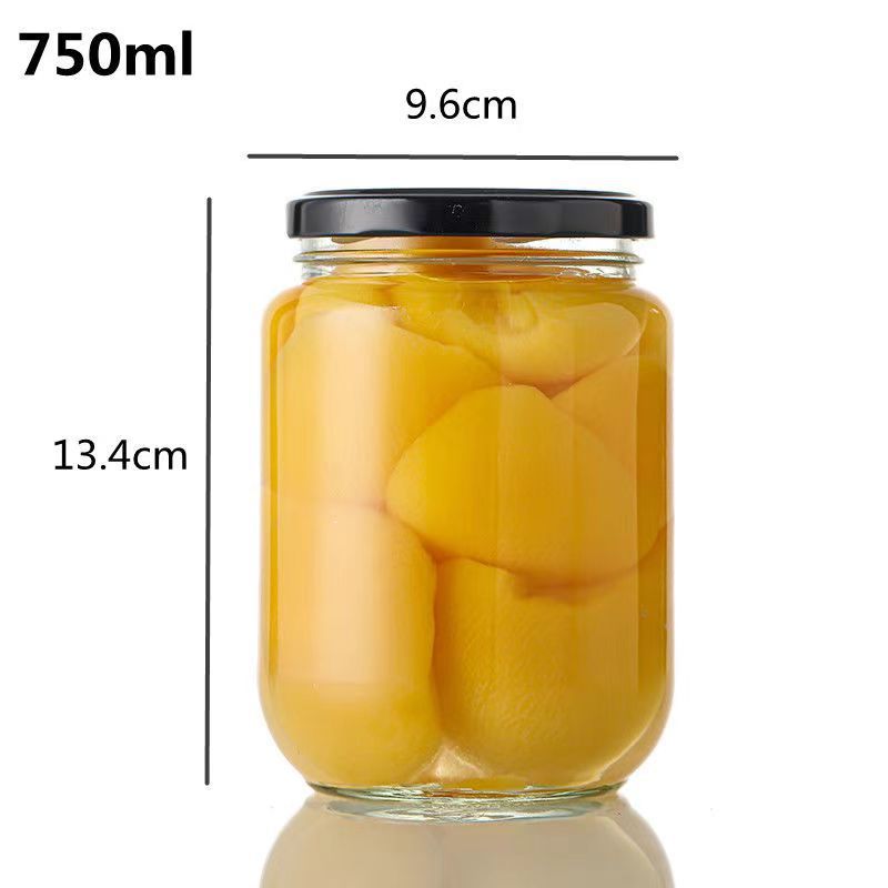 Botella de miel redonda de vidrio de grado alimenticio 1 kg de latas de sellado 2 kg de latas vacías con tapa a prueba de fugas gruesas