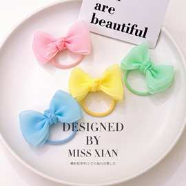 糖果色果冻纱韩式儿童皮筋发圈可爱甜美多巴胺迷你蝴蝶结女孩头绳