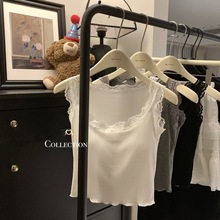 甜辣蕾丝花边碎花吊带背心带胸垫甜美修身内衣带胸垫内搭外穿上衣