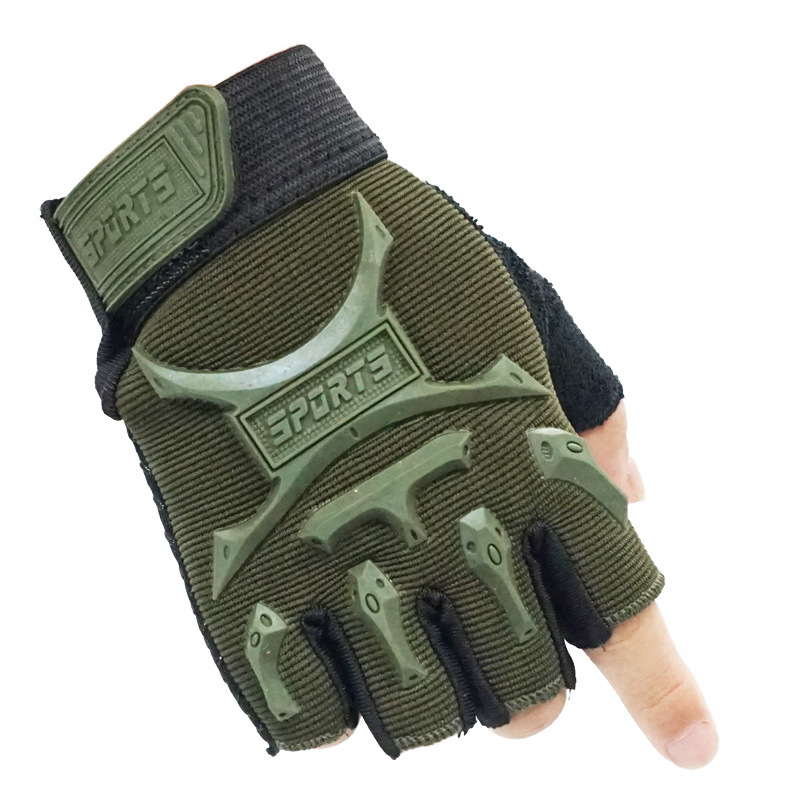 Fábrica al aire libre ciclismo deportes guantes tácticos hombres antideslizante desgaste-resistente militar ventilador sello Protección Medio dedo guantes de la bicicleta