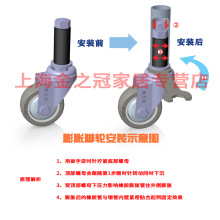 1V0H批发静音精益管脚轮圆管膨胀橡胶插入式M12万向轮货架插杆小