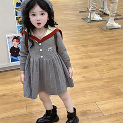 2025新款女童秋装针织连衣裙中小童儿童学院风宝宝洋气裙子长袖衫