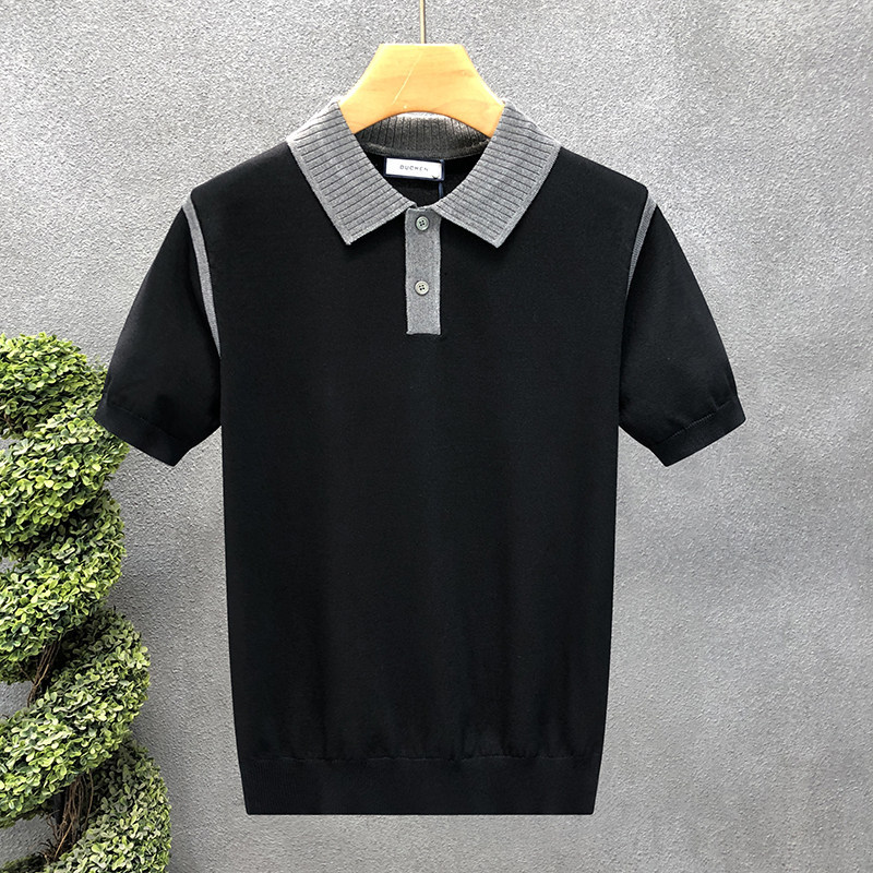 Polo camiseta de punto camiseta de manga corta camiseta de hombre paul línea tridimensional viejo qianfeng verano fábrica transfronteriza al por mayor