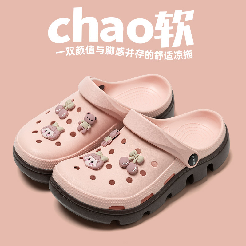 Zapatos con agujeros, nuevo estilo, antideslizante, sandalias de media arrastre de pareja, anhelo de vida, zapatillas casuales de mujer de playa del mismo estilo