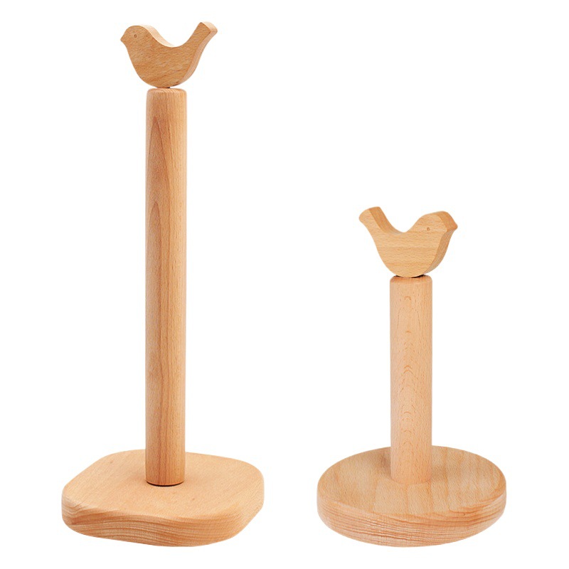 Titular de tejido de madera de estilo japonés rollo de cocina estante de almacenamiento de papel dibujos animados perezoso titular de trapo herramientas de cocina de haya Alta