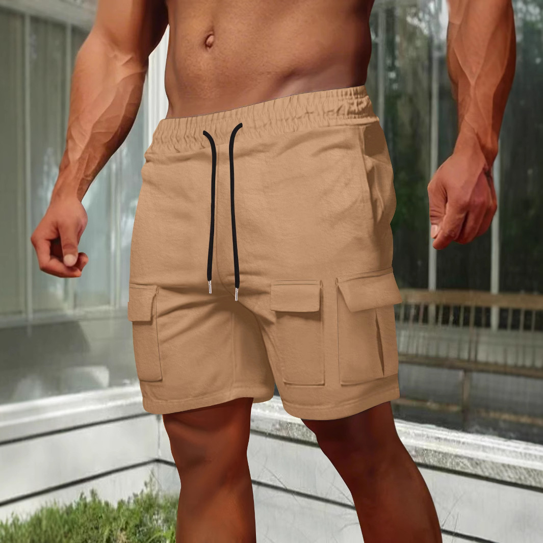 New Cross-Border European Size Men's Short Sports Cargo Shorts Multi-Pocket Shorts Fitness Pants Sports Casual Knee-Length Shorts