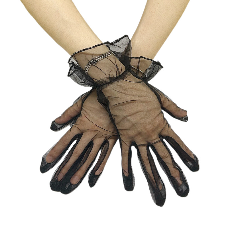 Mujeres guantes de malla de tulle guantes de boda guantes cortos de baile guantes de fiesta