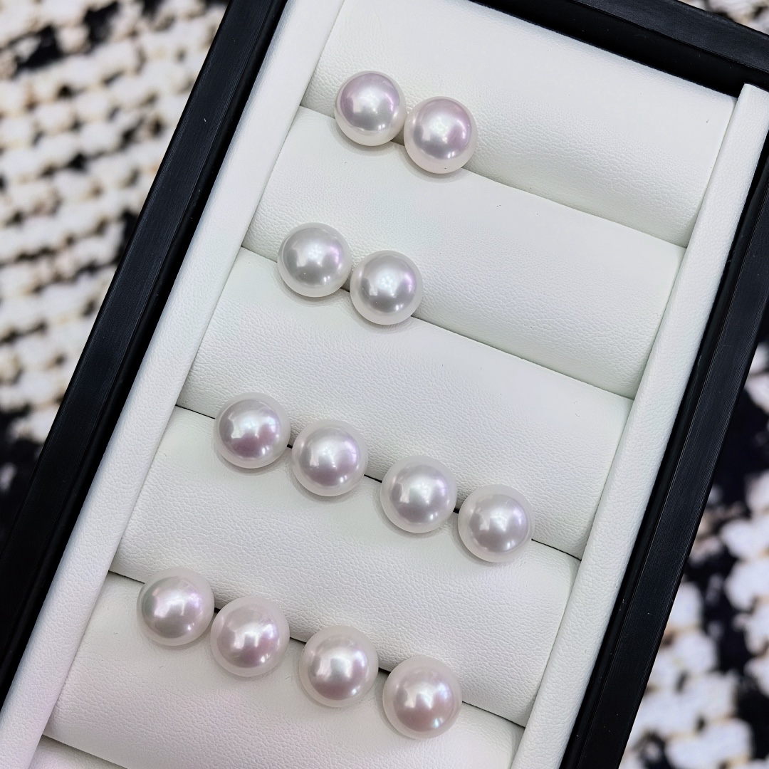 6-12mm Zhuzhi Natural Freshwater Pearl Bun Round Bead Plain Nail S925 Silver Aurora Flawless Versatile Wholesale