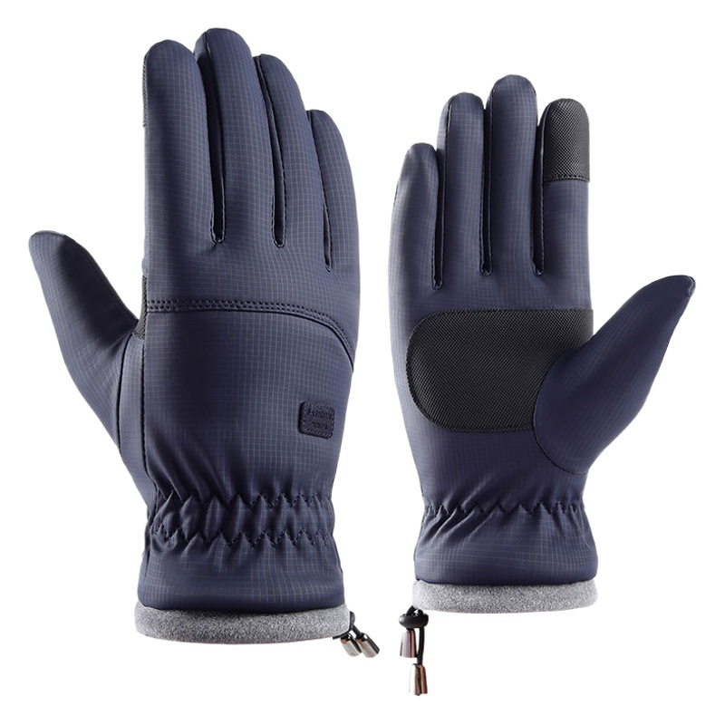 Winter Warm Gloves for Men, Skin-Feel Windproof, Waterproof, Thickeneded and Velvet, Cold-Proof Touch Screen Outdoor Cycling Ski Gloves