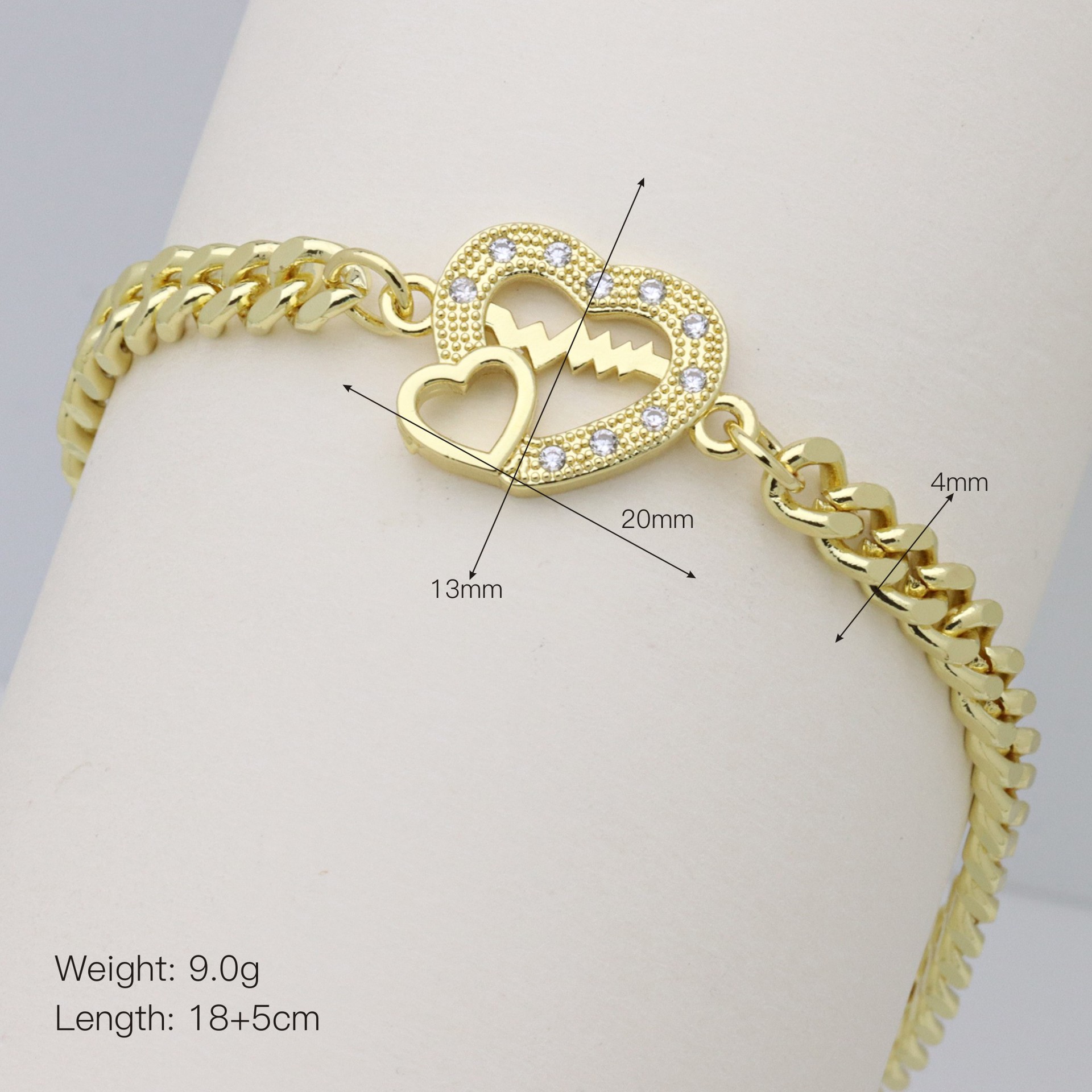 Großhandel Schmuck Einfacher Stil Stern Herzform Kupfer Zirkon Inlay Armbänder Kubanische Gliederkette Panzerkette display picture 8