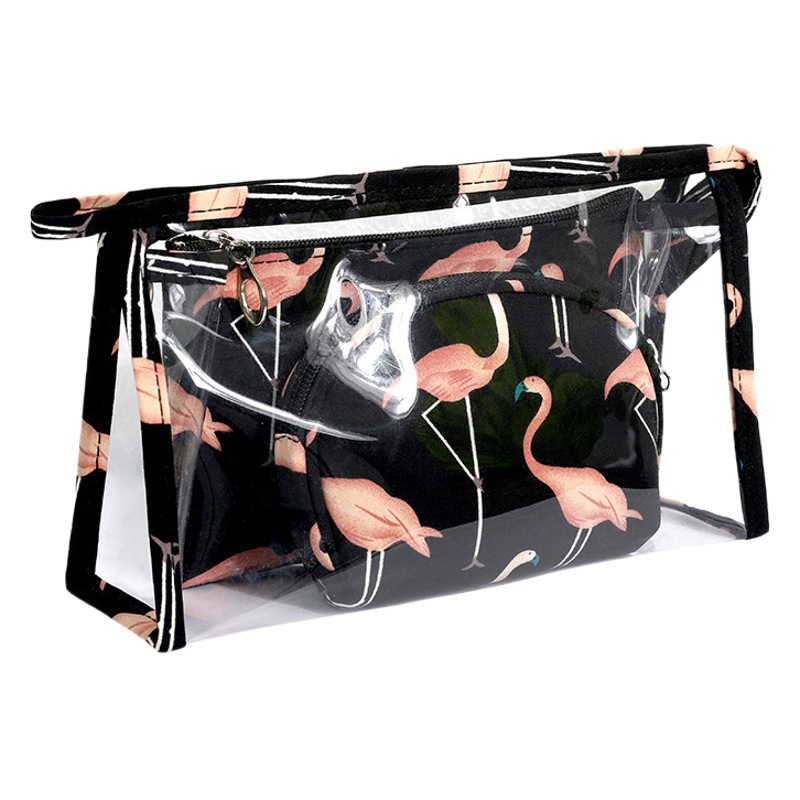 Nueva bolsa de cosméticos de tres piezas bolsa de almacenamiento de viaje portátil de gran capacidad bolsa de lápiz labial impermeable de PVC al por mayor