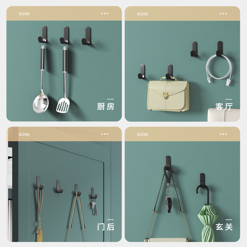 Bathroom adhesive hooks, punch-free hooks, metal coat hooks, adhesive hooks, wall-mounted coat hooks on the wall behind the bathroom door