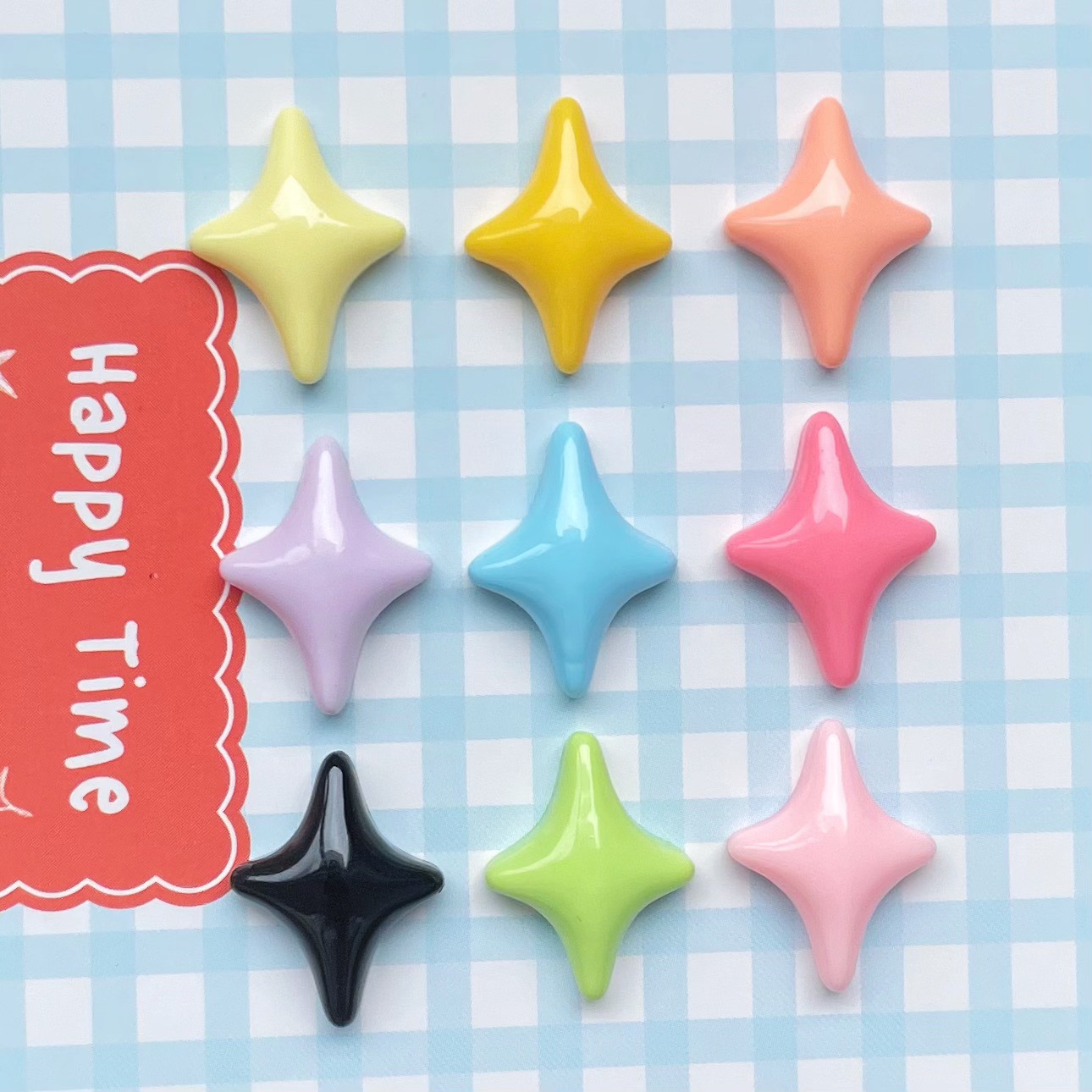 Monocromo estrella de cuatro ángulos Mini tamaño pequeño accesorios de resina estrella horquilla color joyería decorativa accesorios de uñas