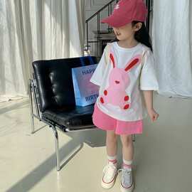 女童套装夏装2026夏季新款儿童韩版小童宝宝休闲短袖T恤两件套潮