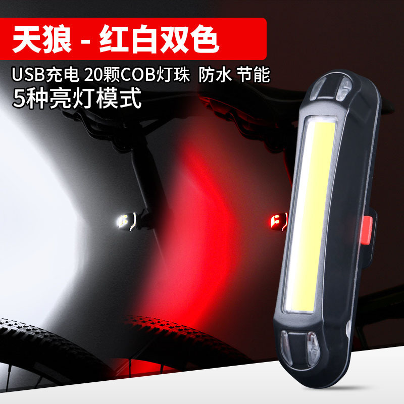 自行车尾灯充电双色警示灯山地公路车夜间夜行头盔灯户外骑行装备|undefined