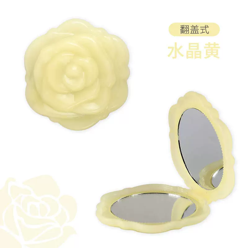 Folding double-sided pocket mirror, rose design, compact handheld (0.03 kg)
