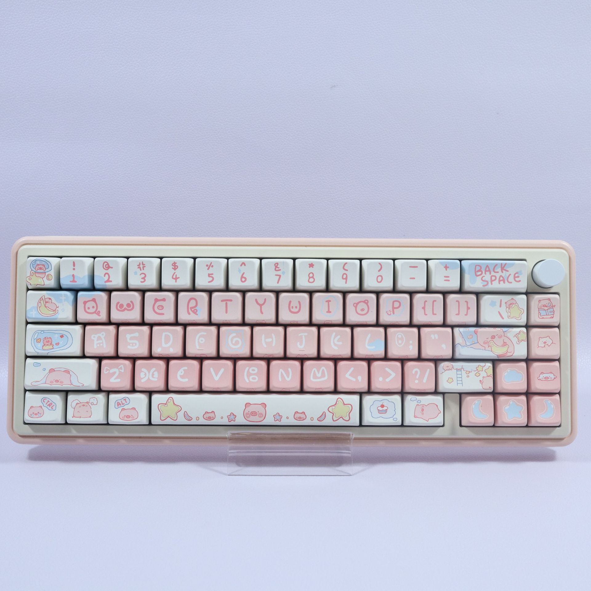 Tema Pink Piggy Completo di cinque lati per sublimazione termica, tastiera meccanica PBT personalizzata disegnata a mano_voghion.com