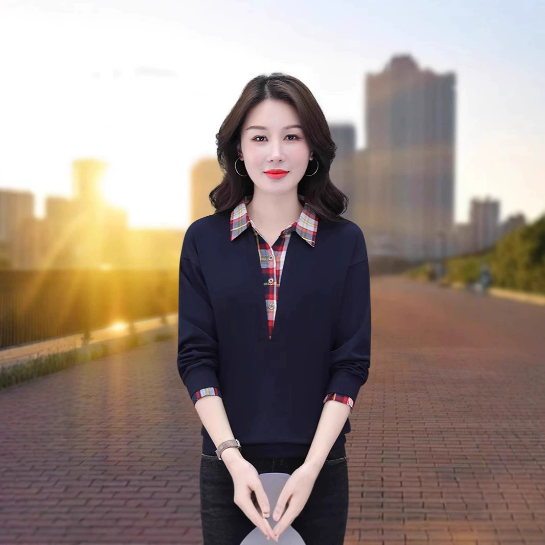 Женская толстовка из двух частей с длинными рукавами, весна-осень 2025, новый высококачественный иностранный стиль, корейский стиль, элегантные комплекты для мам среднего возраста