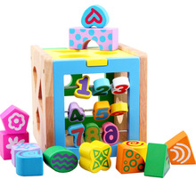 儿童早教木制数字形状智力盒木质几何形状配对智慧盒数字认知玩具