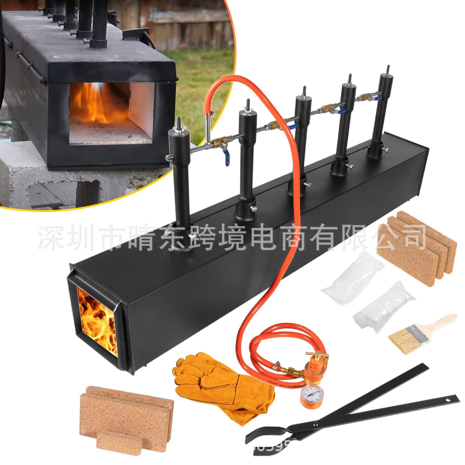 适合锻造铁匠工具2700°F/1482°C超高功率，5燃烧器丙烷气锻造炉