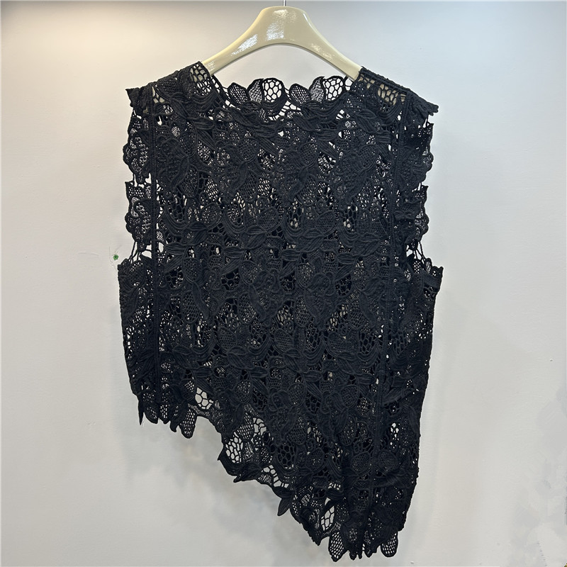 Chaleco sin mangas irregular bordado de encaje de mujer hueco 2025 verano nuevo estilo exterior chaleco blusa blusa marea image 3