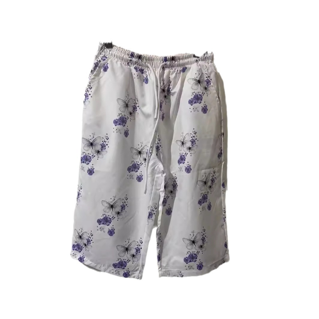 Women's Cotton Linen Casual Pants With Pockets Elastic Waist Five Point Khaki Style_ecoleips.com