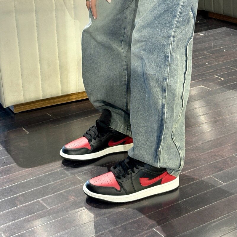 Putian Shoes Aj1 Low-Top Men's and Women's Basketball Shoes, Non-Slip, Wear-Resistant, Retro Black and Red Running Couple Sports Sneakers, Cross-Border