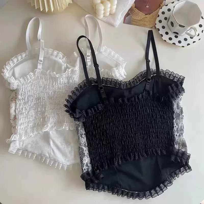 Сексуальное весеннее кружевное нижнее белье как верхняя одежда, топ с чашечками, топ-труба, коллекция 2022 года, тренд сезона, французский стиль, бра-стреп