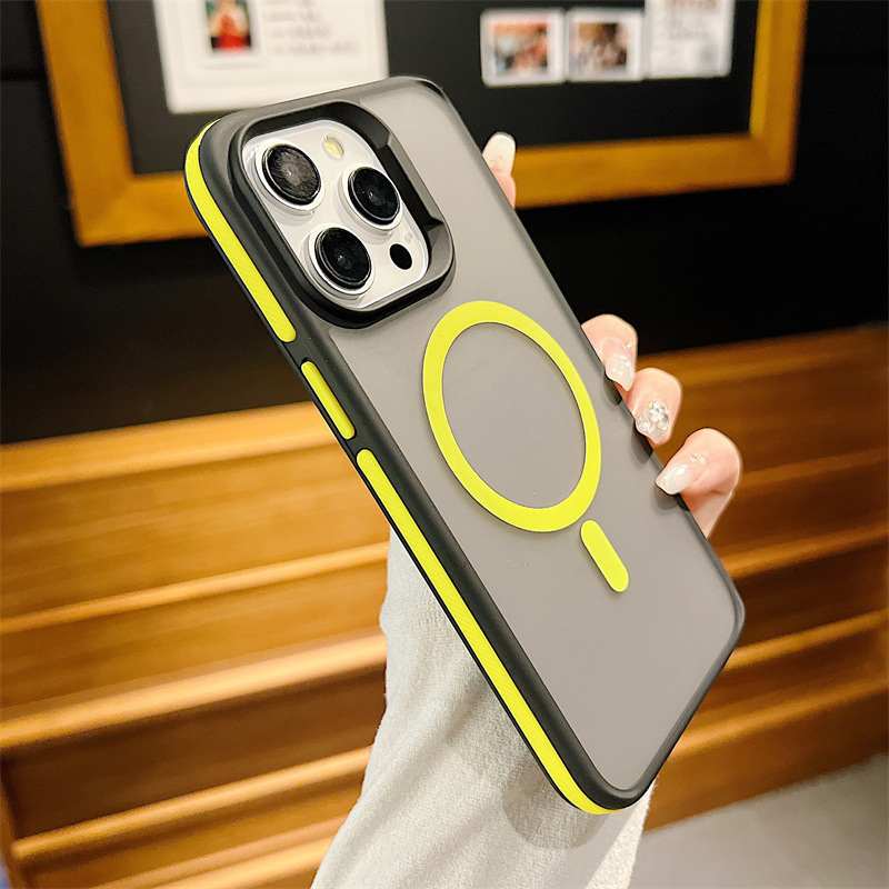 For Apple 16e mobile phone case two-color magnetic iPhone15 matte skin feel magsafe protective case 14pro